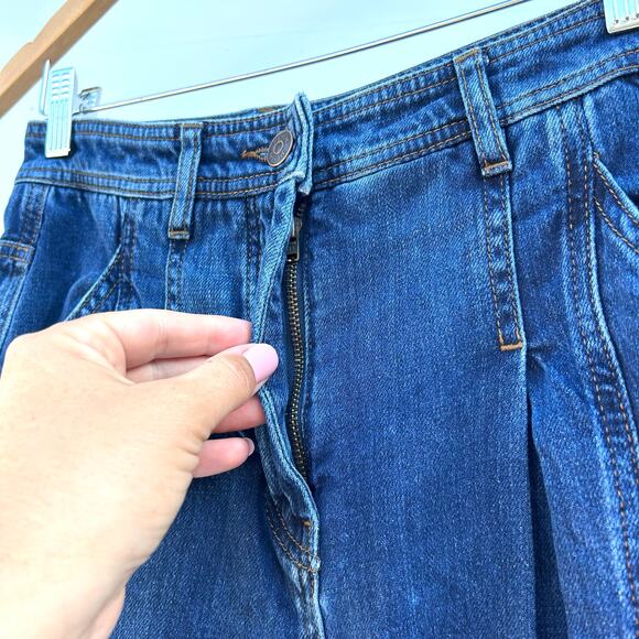 ME+EM Soft Denim Pleated Pants Mid Wash Jean Denim Trousers 2 Wide Leg High - Picture 8 of 13